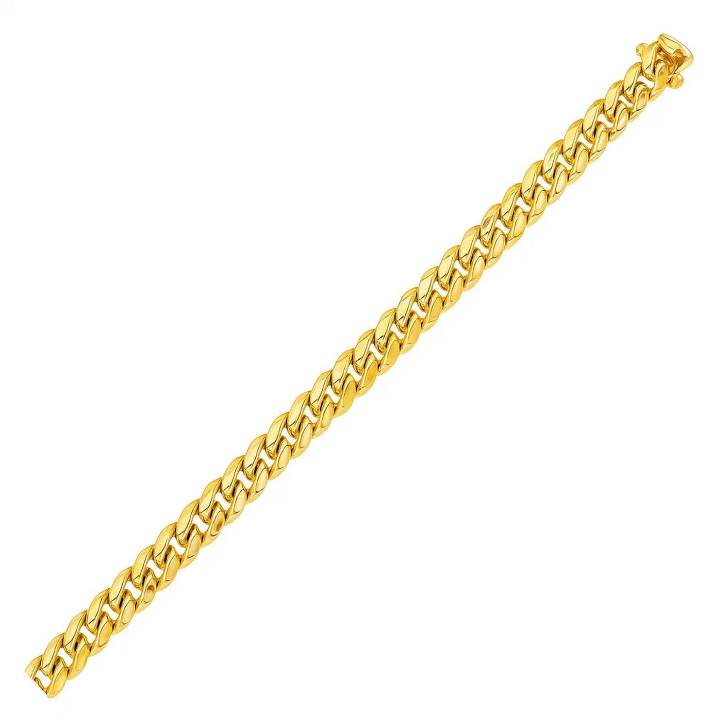 14k Yellow Gold Semi Solid Miami Cuban Bracelet (6.10 mm) in a sleek high-contrast midnight luxury editorial style
